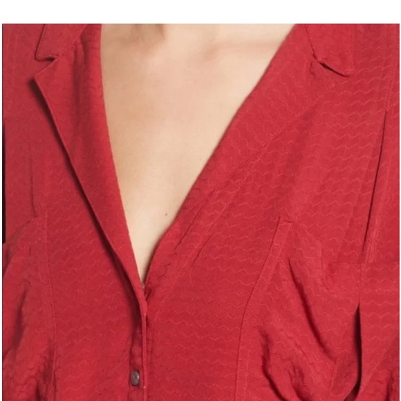 Free People Erin's Jacquard Oversize Button Front Top Stolen Kiss - Picture 5 of 10